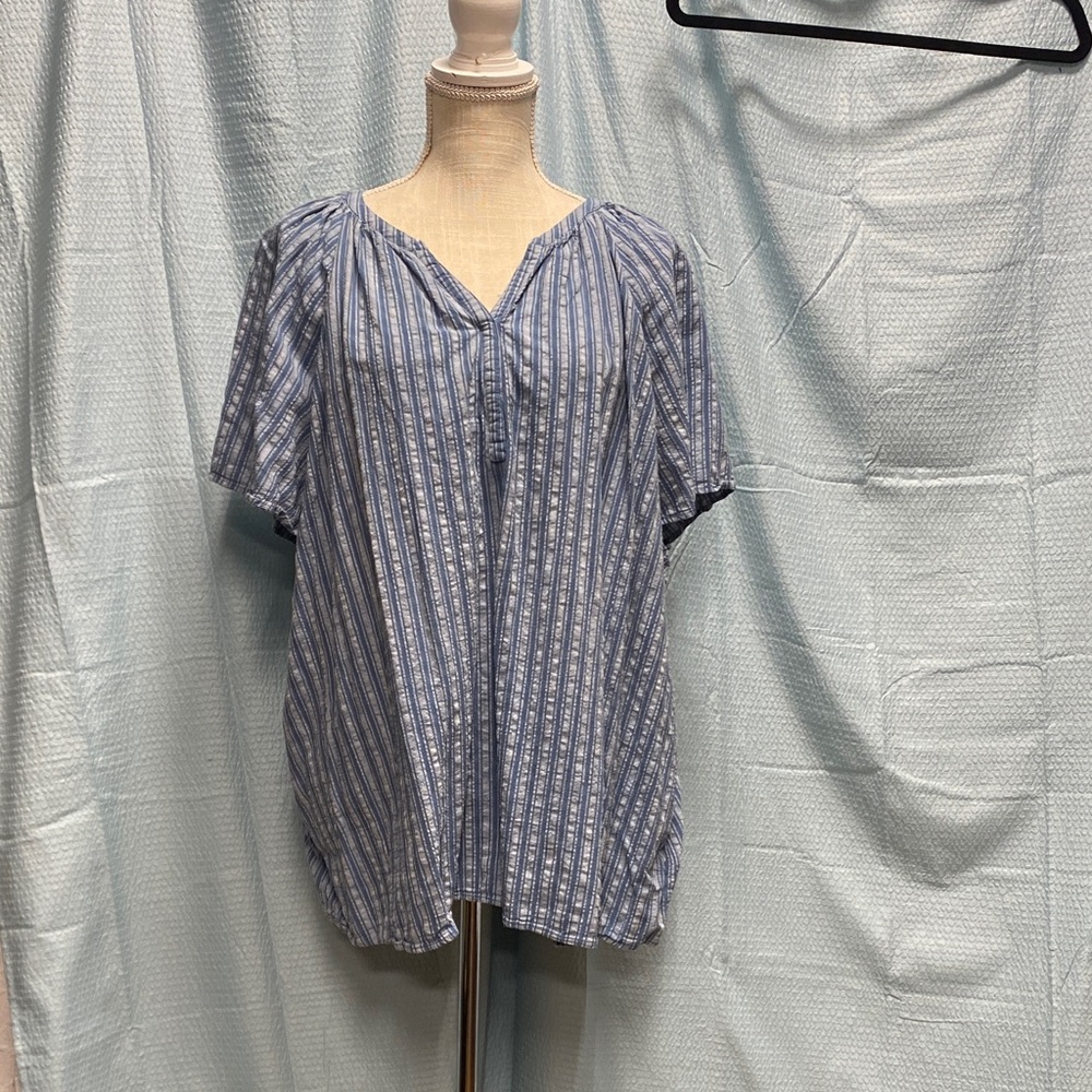 Sonoma size 4X Blue and White Patterned Blouse cotton blend‎ soft summer flowy
